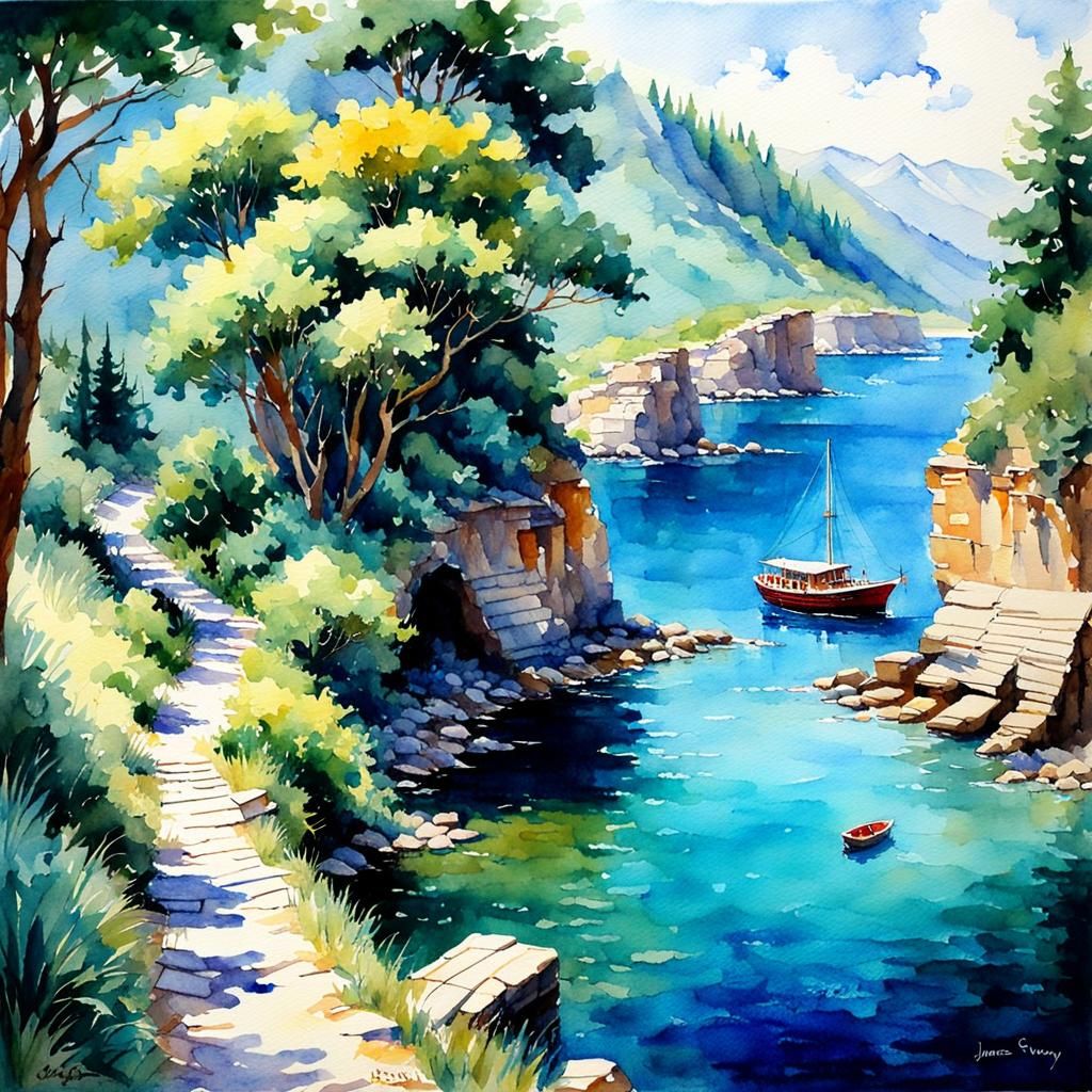 beautiful summer travel watercolor  by @NiceFox