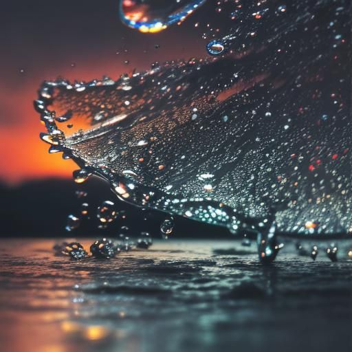 Sunset, big rain drops, shadows