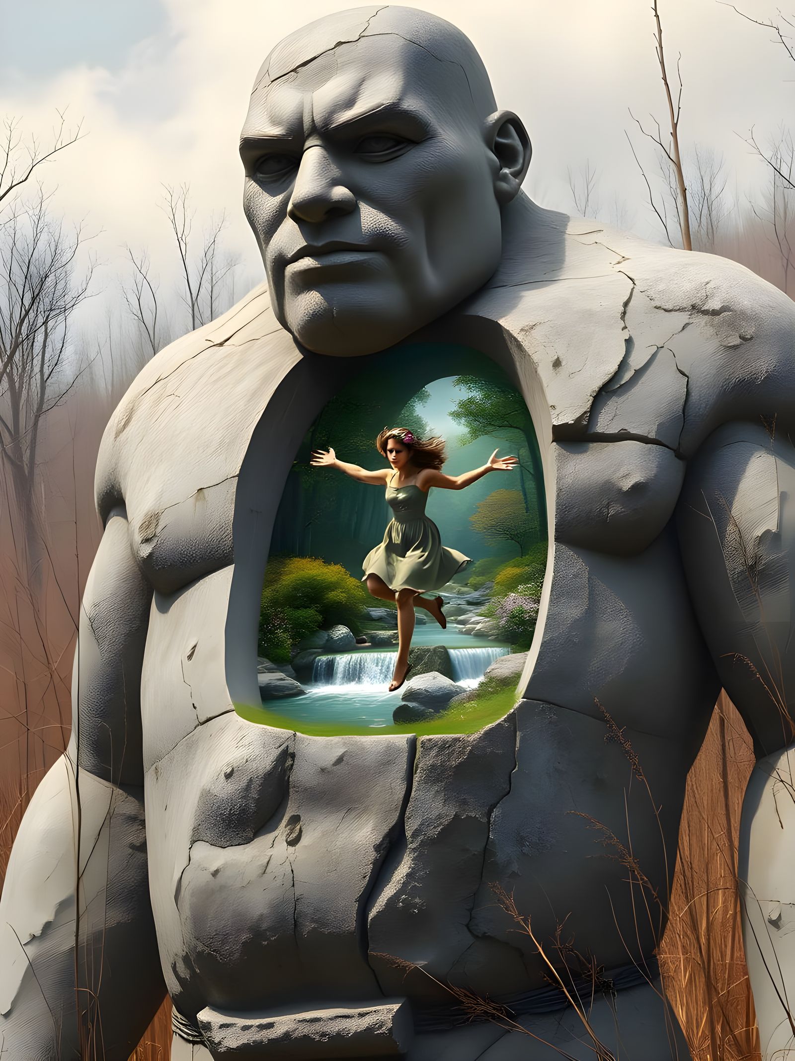 Contrasting Worlds: Desert Man Reveals Inner Jungle Paradise