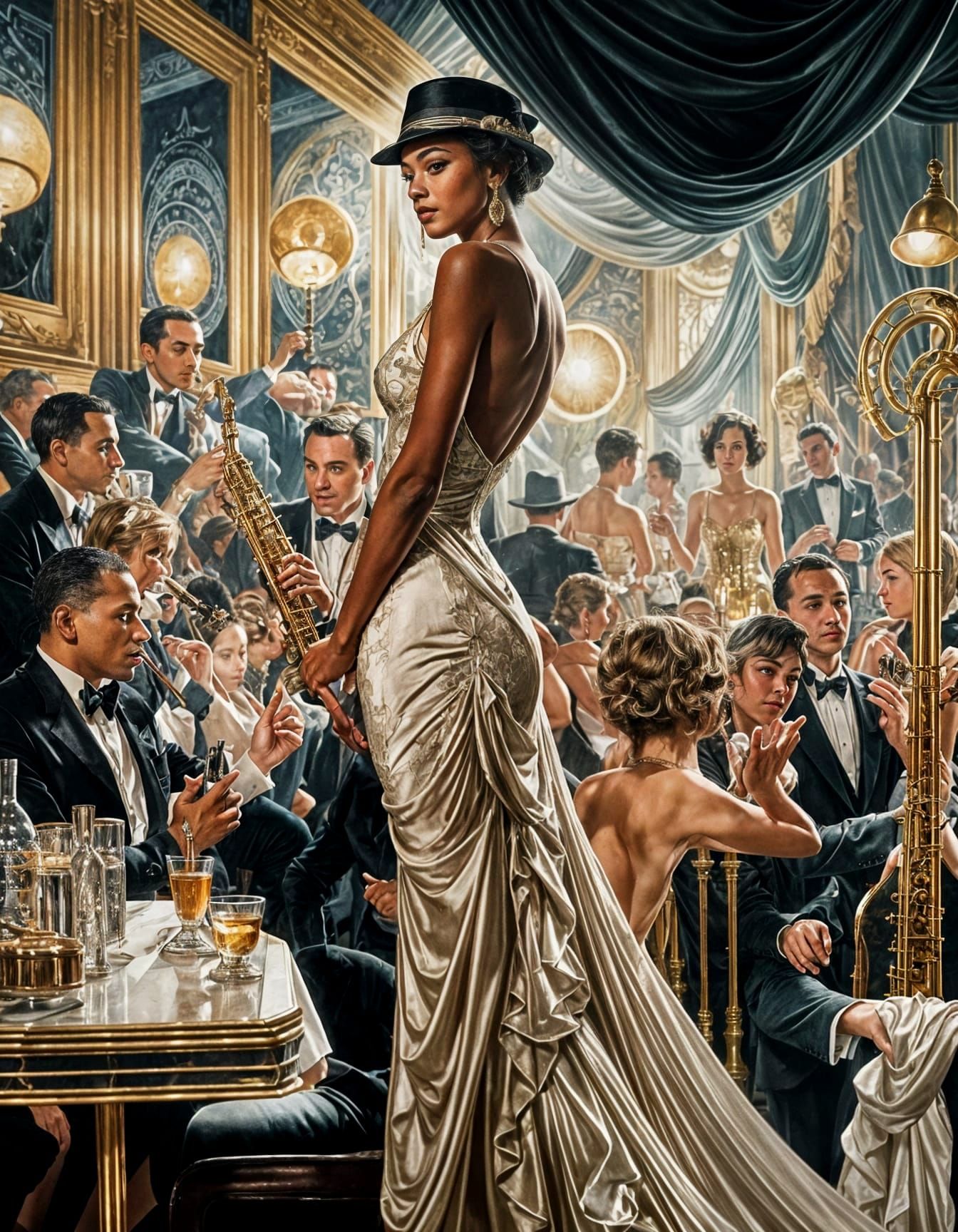 1920s Speakeasy Jazz Scene in Digital Art Style