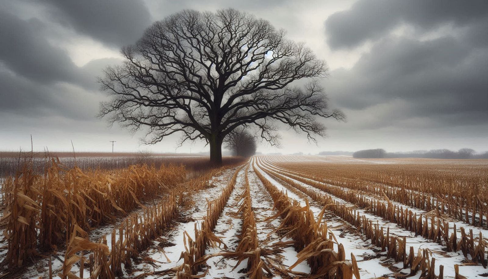 Corn field in winter