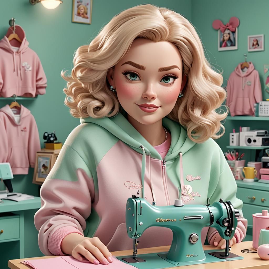 Disney 3D cartoon 3D illustration of a beautiful, full-bodie...