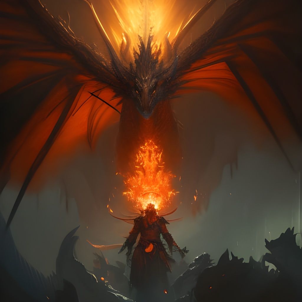 An Angry Dragon Facing A Fearless Warrior Ai Generated Artwork