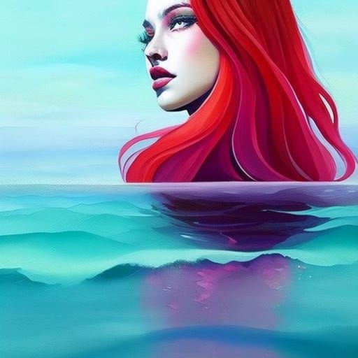 Mermaid in the ocean 🌊 beautiful gothic girl with big wild ...