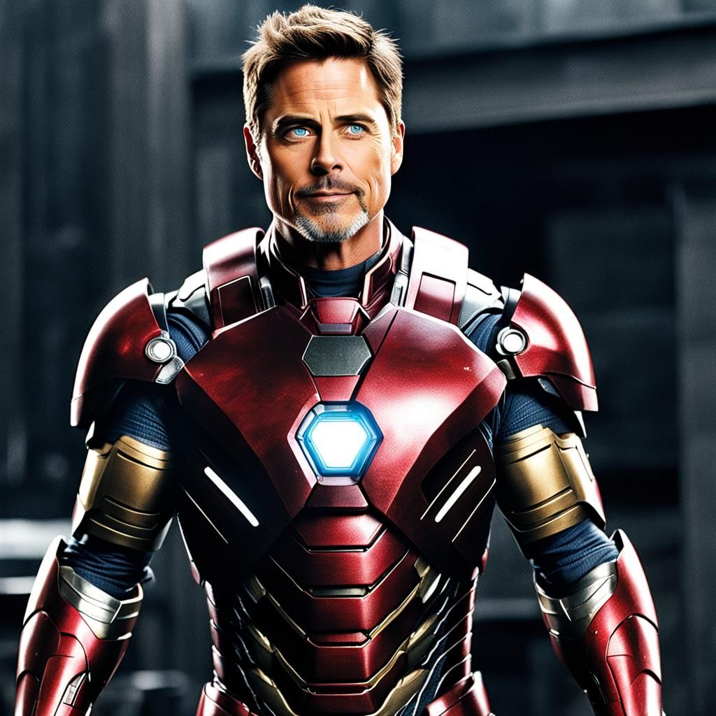 Rob Lowe in iron man armor