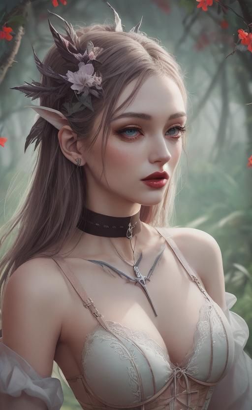 drooling vampiress top off  cross-eyed tongue out big glasse...