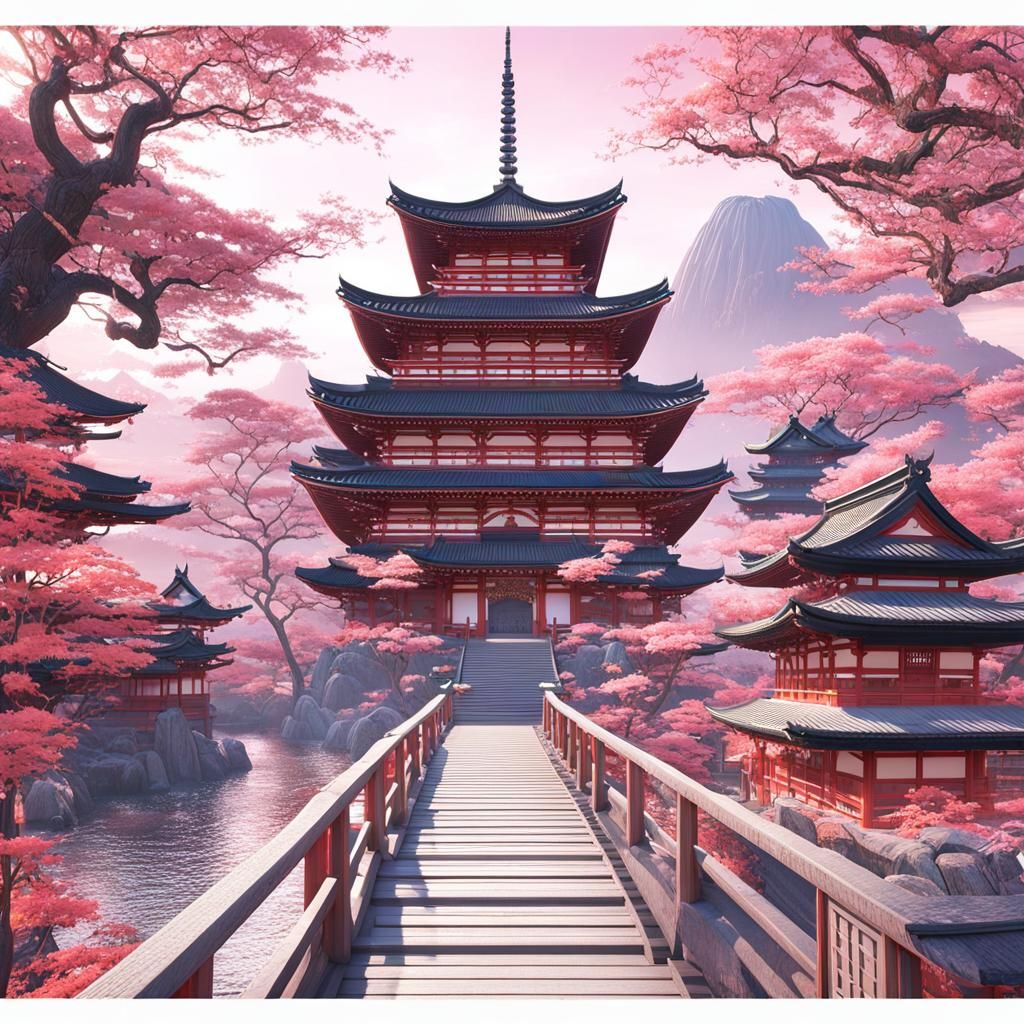 Japanese temple at sunset