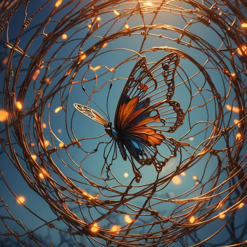 Iron Wire Butterfly in Swirling Vortex