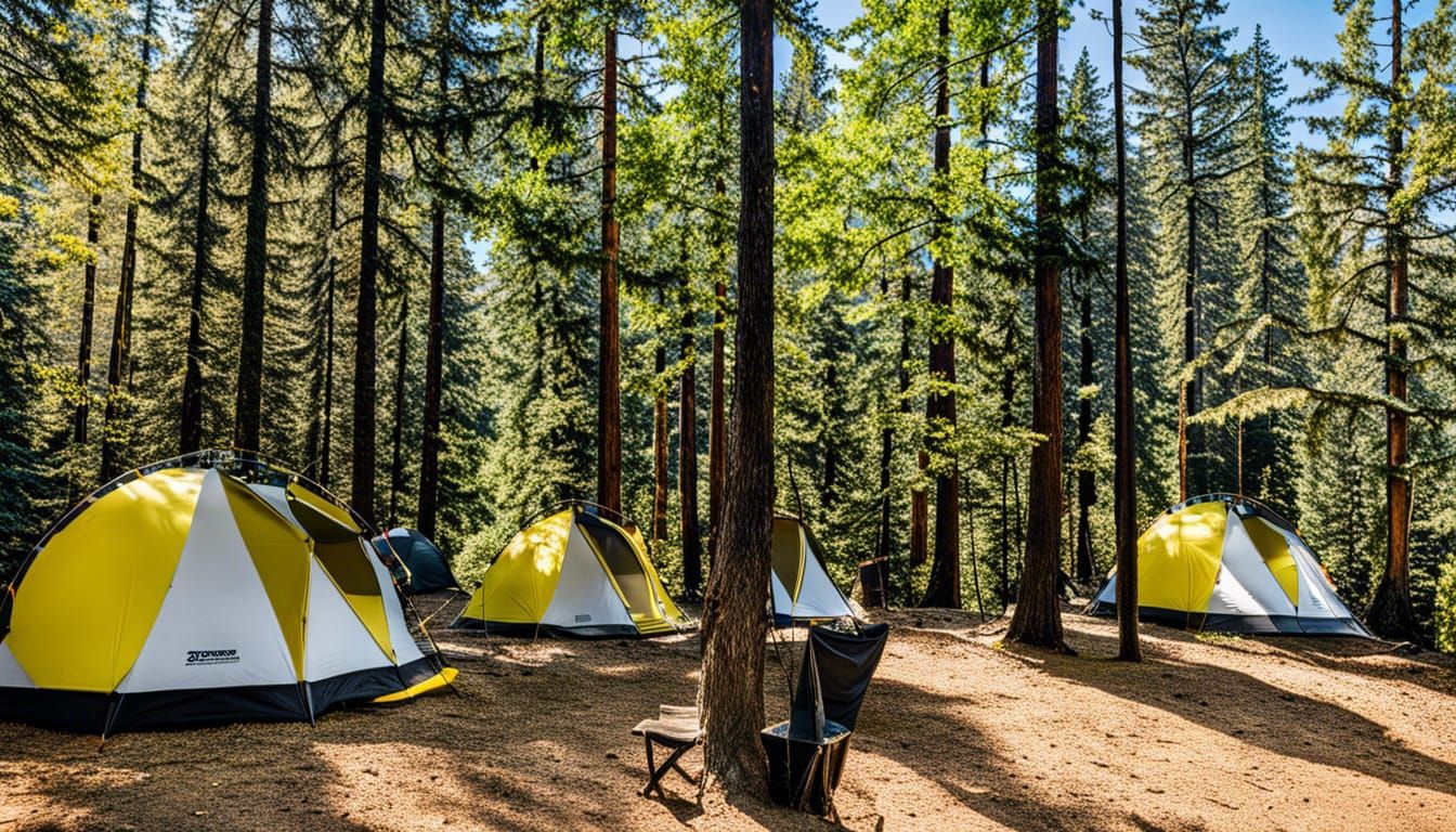 Panoramic shot of a crowded tent in The perfect place to camp along the ...