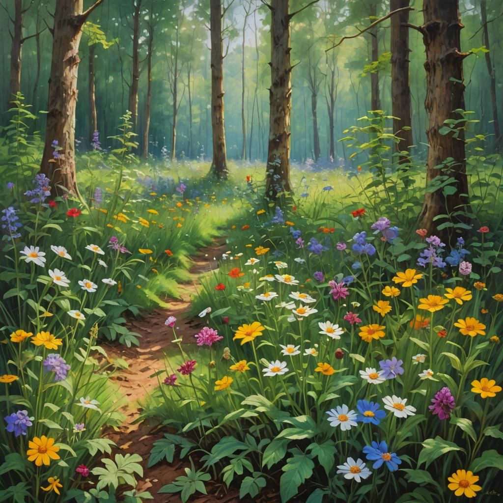 Wild flowers on a forest glade