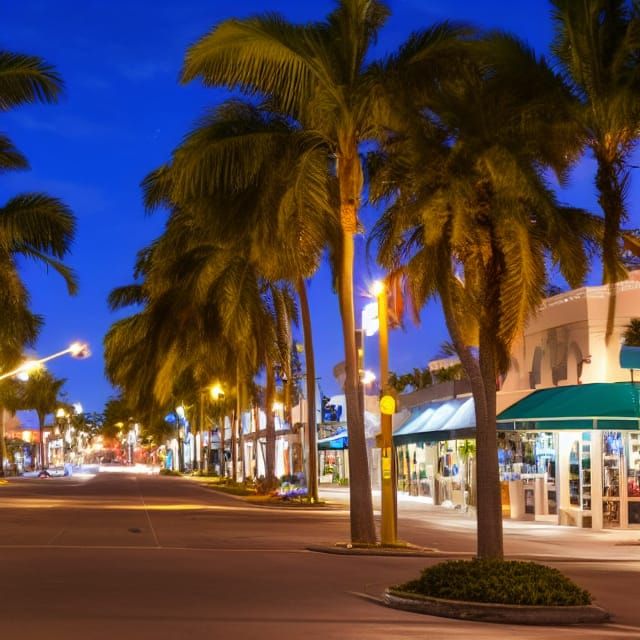 Atlantic Avenue in Delray Beach at night - AI Generated Artwork ...