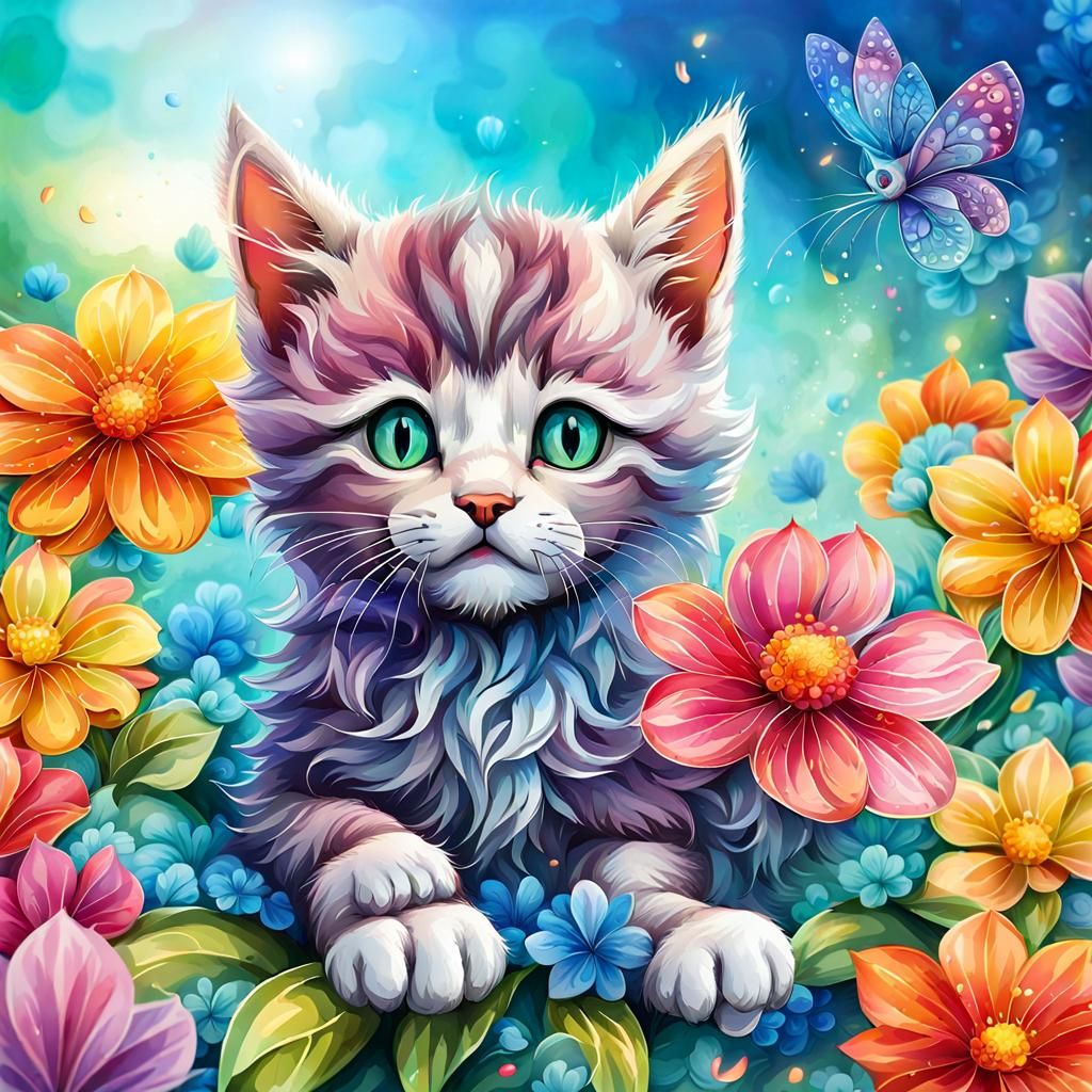 Cats and Flowers 