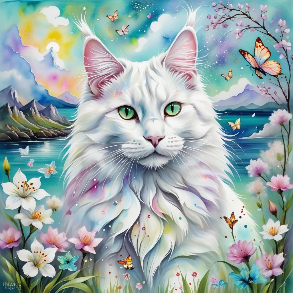 whimsical acrylic 3d structures painting of a white maine co...