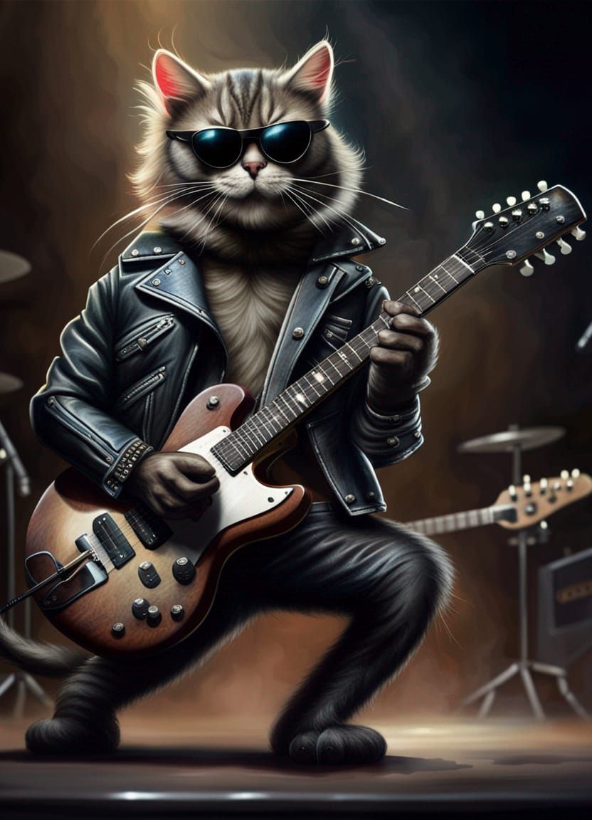 A Cool Cat Jamming - AI Generated Artwork - NightCafe Creator