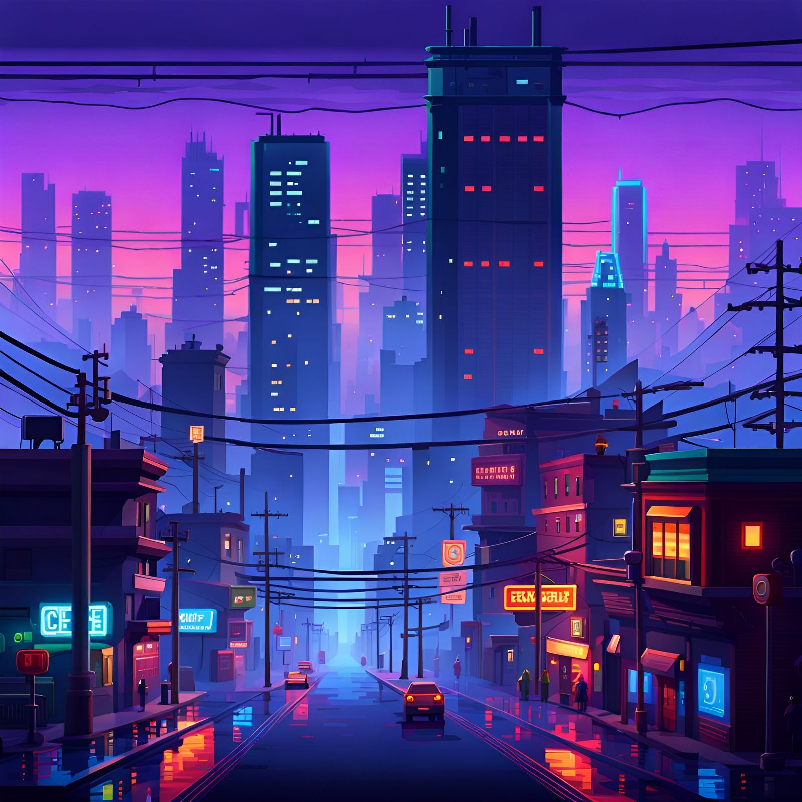 Pixel Cityscape - AI Generated Artwork - NightCafe Creator