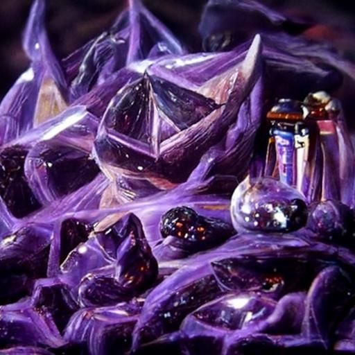 Dark Energy Crystal mass purple oil painting by James Gurney...