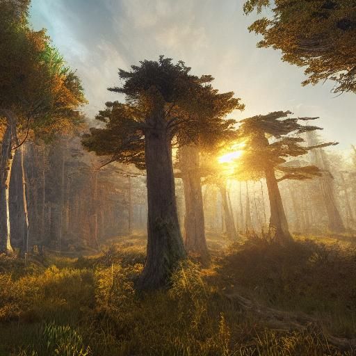 rural forest in golden hour