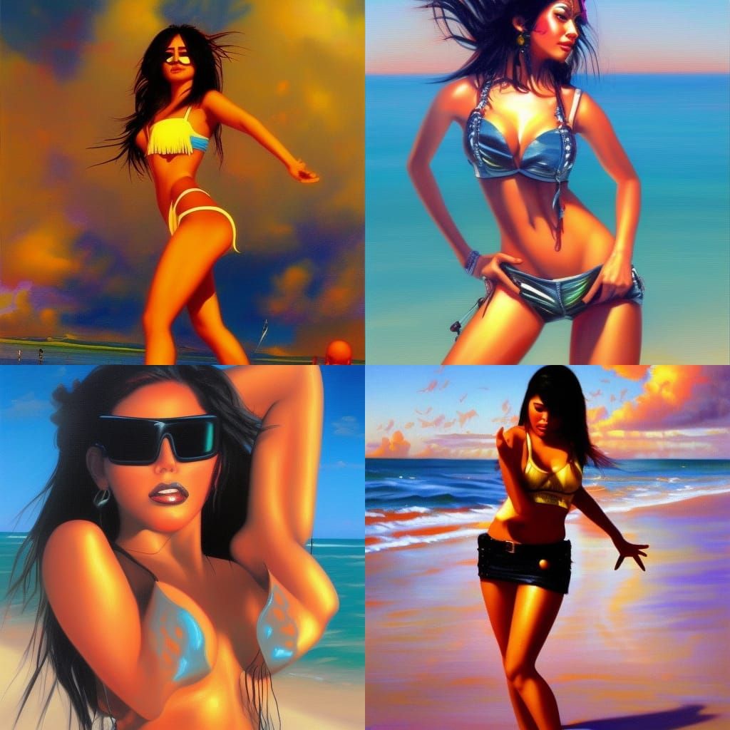 hottest bad mexican girl dance on the beach im cyberpunkstyl...