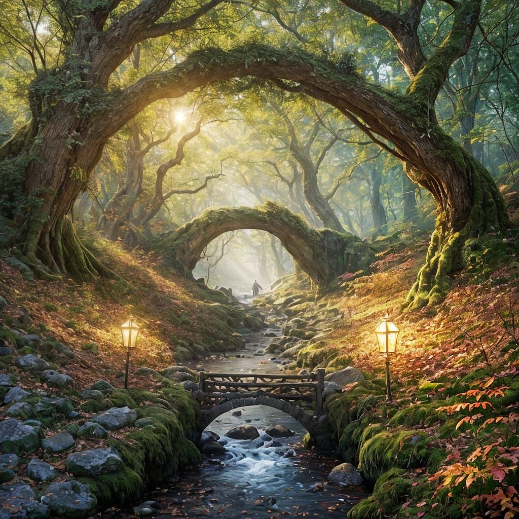 Enchanted Forest Archway with Autumn Foliage