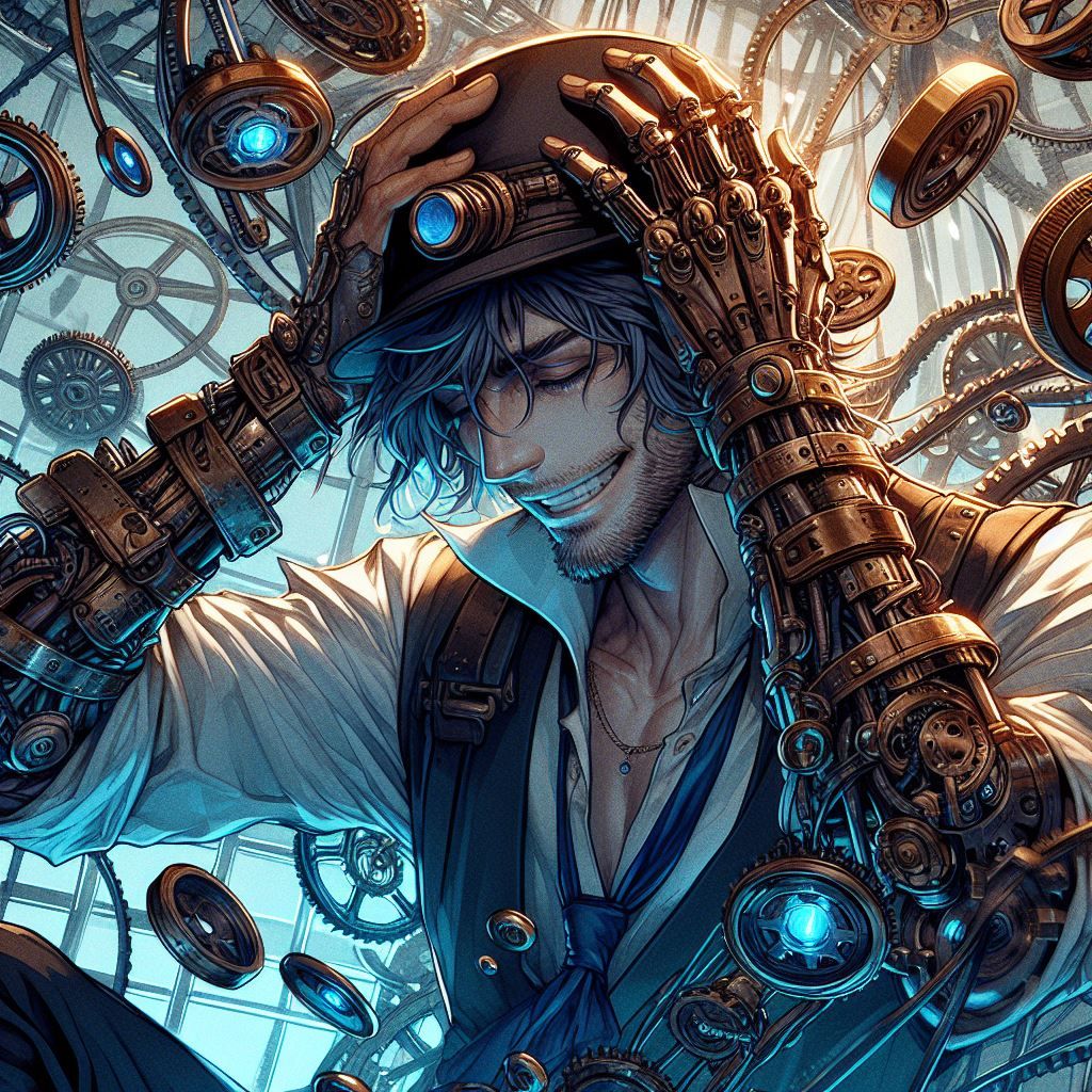 Steampunk Clockwork Mad Scientist Cyborg