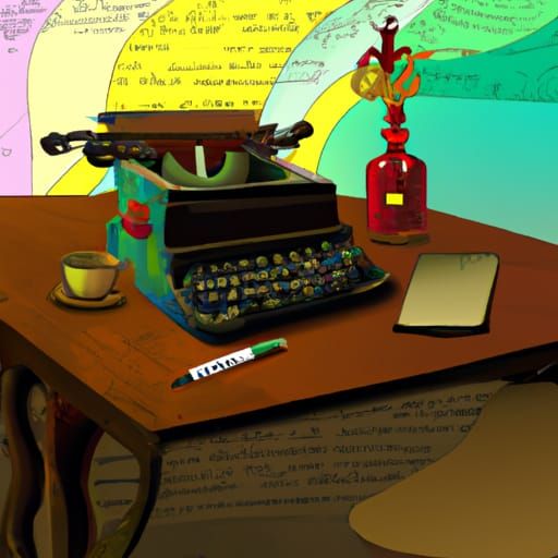 Desk with typewriter on AI Generated Artwork NightCafe Creator