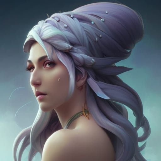 Detailed Moon Elf Portrait in Hyperdetailed Style