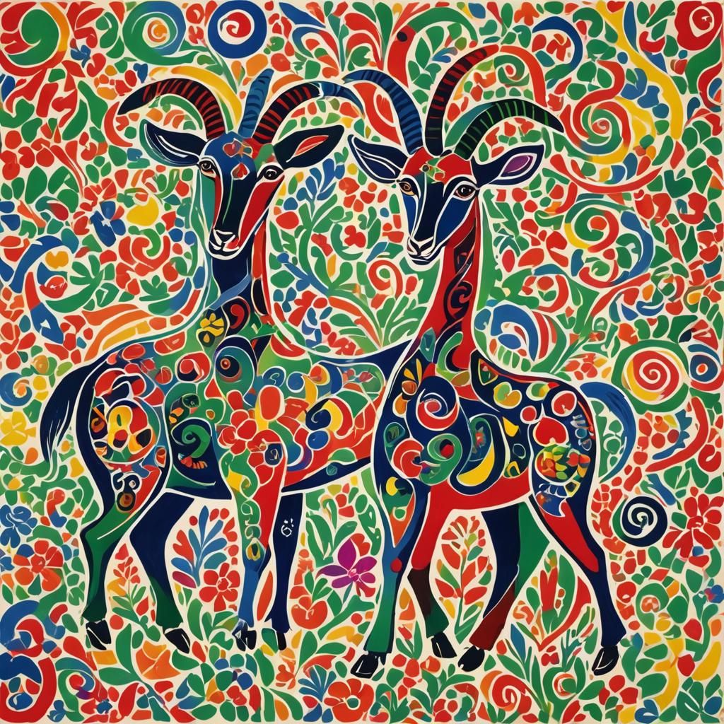 Henry Matisse’s colors, Henry Matisse’s lithograph, two symm...
