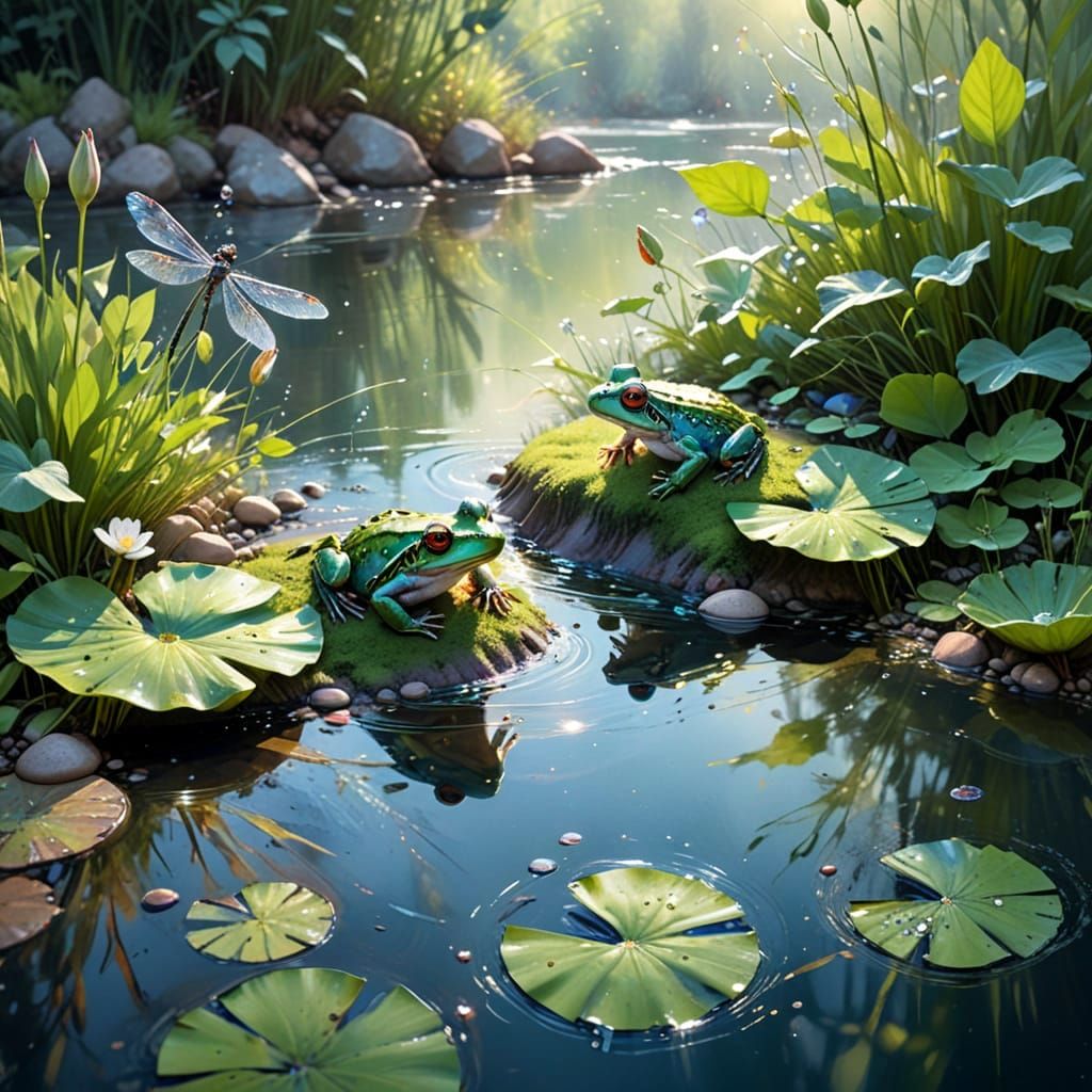 Two frogs on the riverbank.  by @Max Strandberg