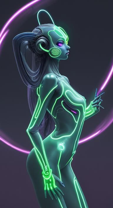 neon glowing girl