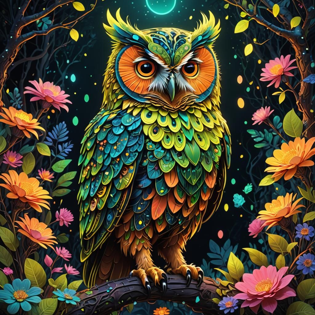 Beautiful Colorful Owl - AI Generated Artwork - NightCafe Creator