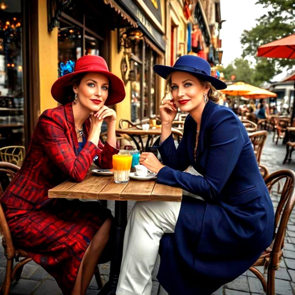 Elegant Ladies at Cafe: Professional Portrait Photography