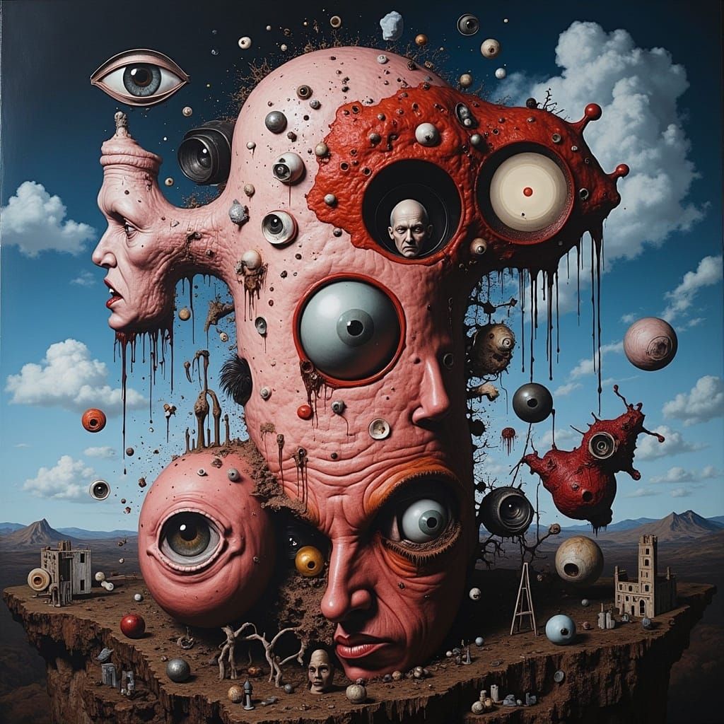 Dadaist Futurist Artwork Depicting Inverted Illusion