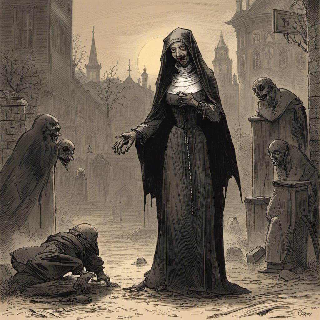 Vampire nun brutally drains the blood of passersby - AI Generated ...