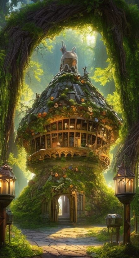 Magical library hidden in the forest