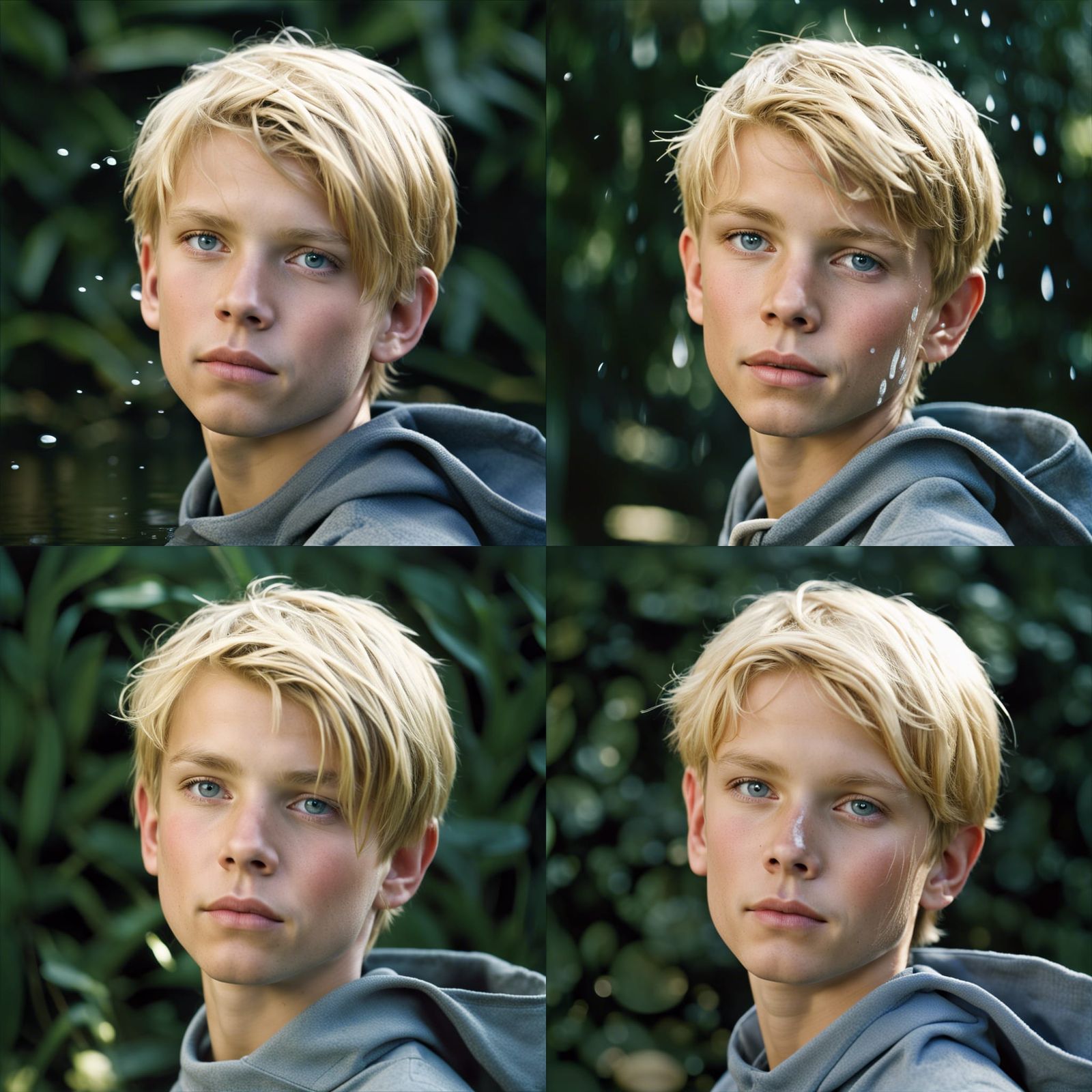 photographie teen blond boy 12 yo beautiful face water in face portrait ...