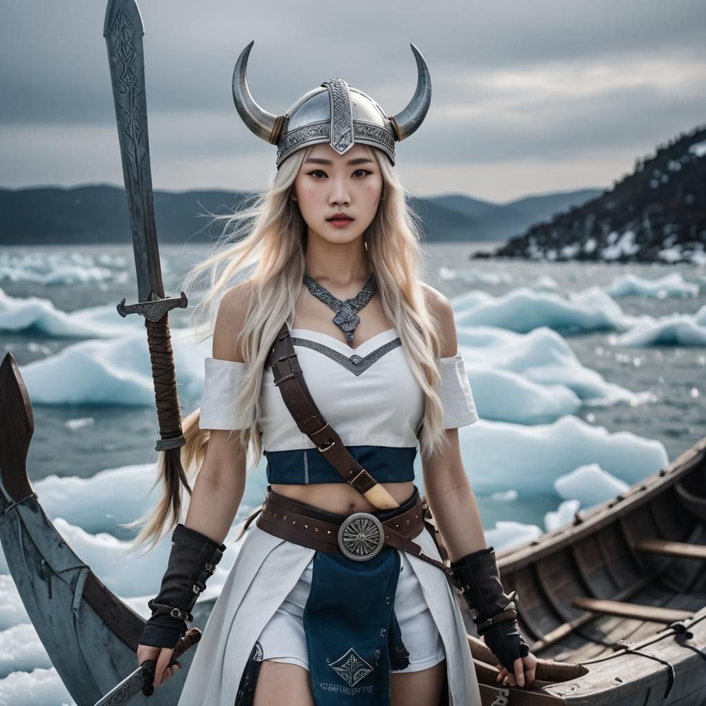 A (pretty korean girl:1.5) with (long platinum blonde hair w...