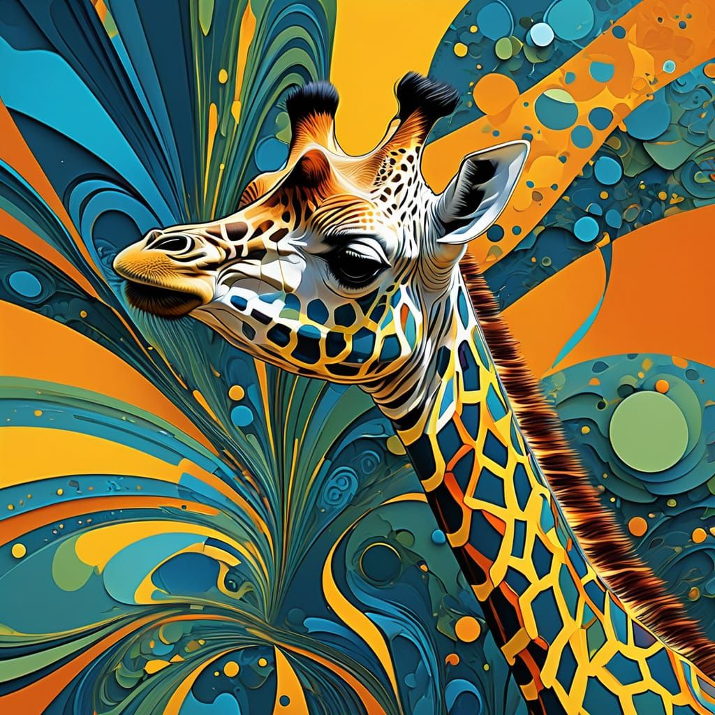 "Peinture abstraite  Aurore Joly
d'une girafe, realiser avec des éclaboussure de peinture coulure
avec ...  by @MickaelNguyenphuoc