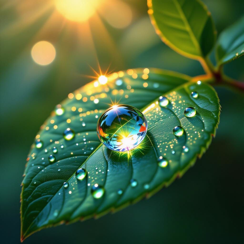 Dew drop under the sun's rays   by @Ladmilla
