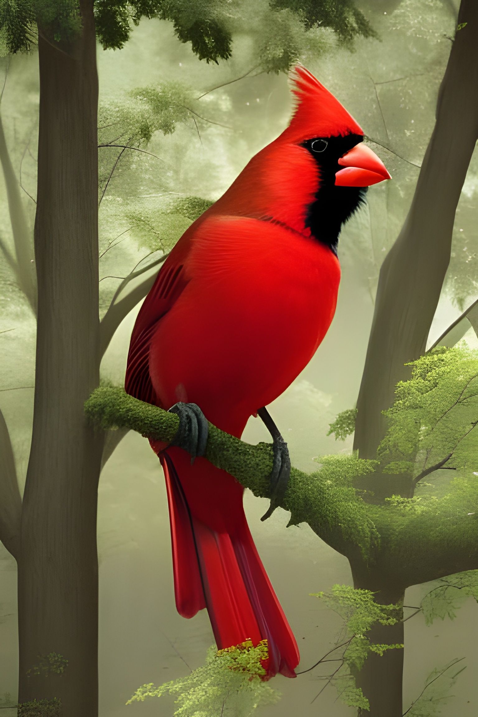 A cardinal in spring