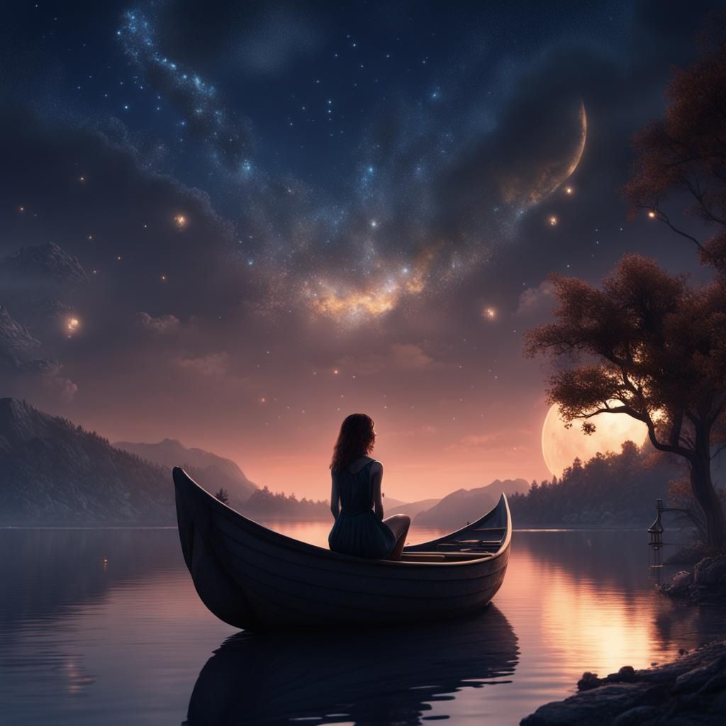 Starry Serenity A Dreamer's Night on the Boat  by @Pip