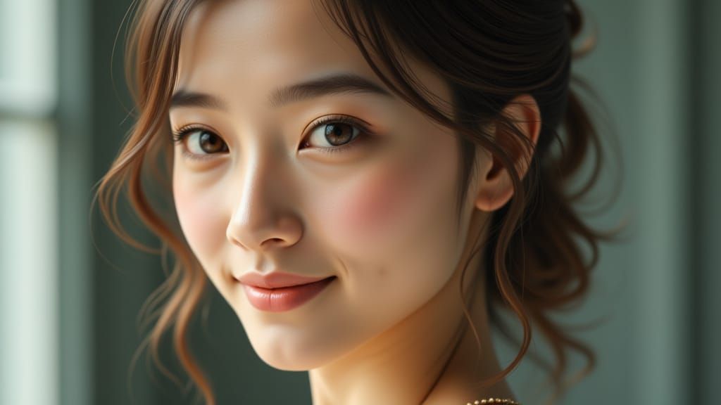 Cinematic Portrait of Serene Subject with Luminous Skin