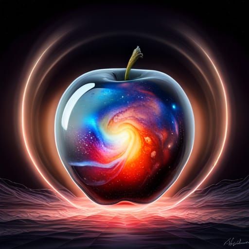 A glass apple with the galaxy inside  by @Grumpy 