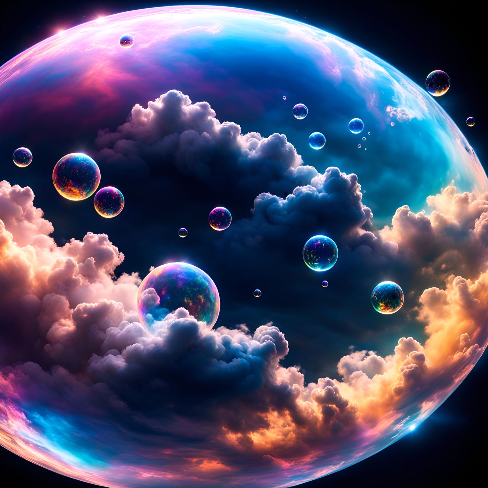 Space bubbles and clouds - AI Generated Artwork - NightCafe Creator