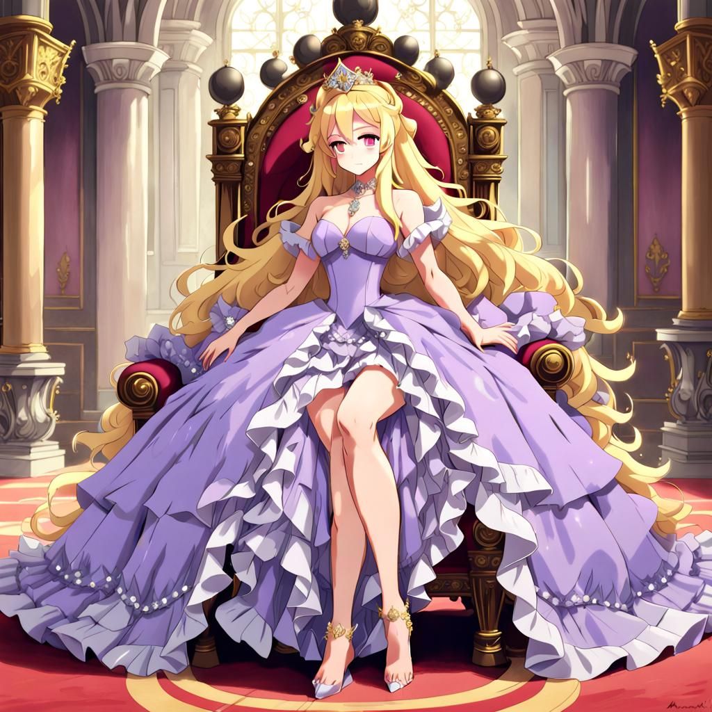 A muscular queen wearing a large beautiful lavender Princess dress - AI ...