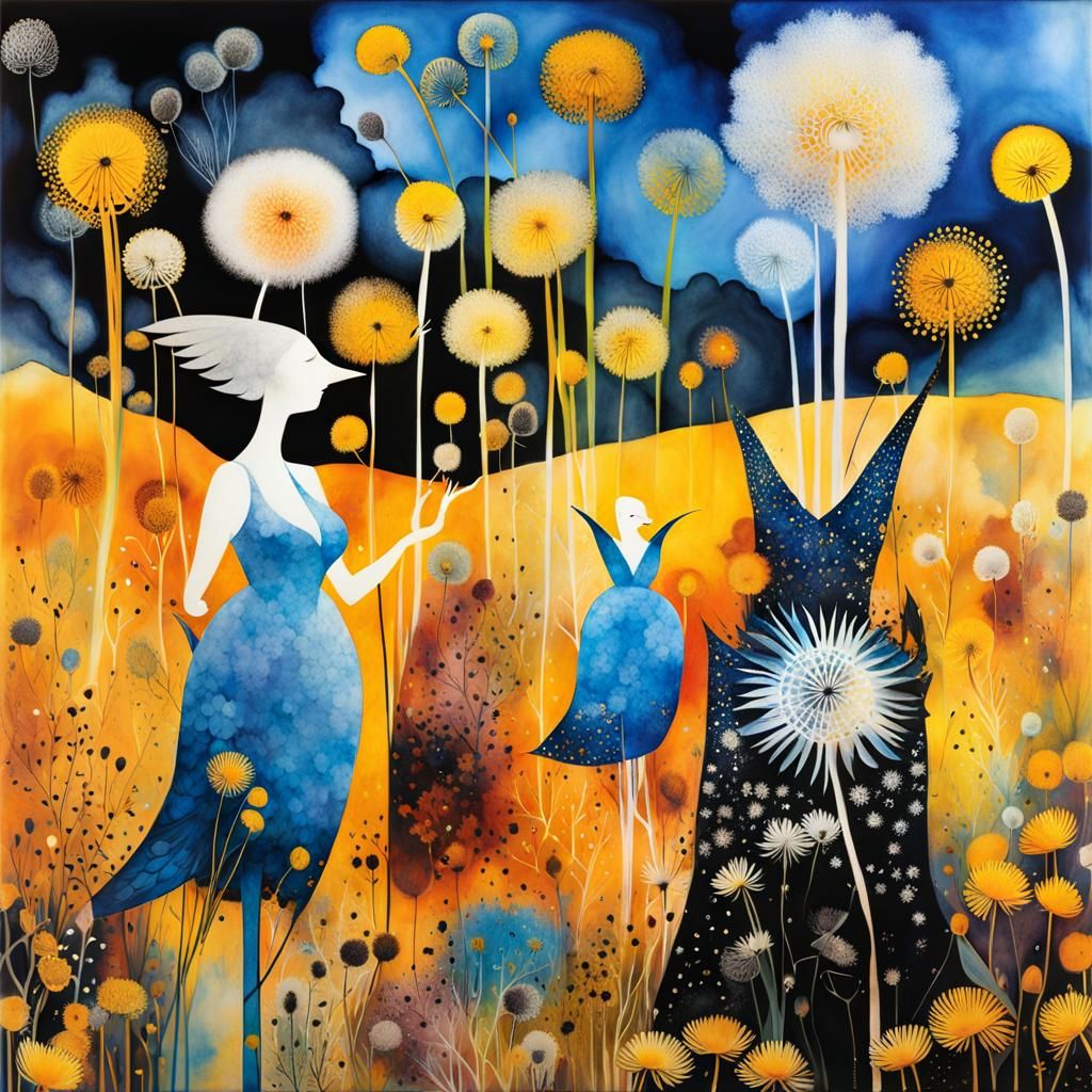 Ink splatter Wonderland Winged fairy Queen in a Million Dand...