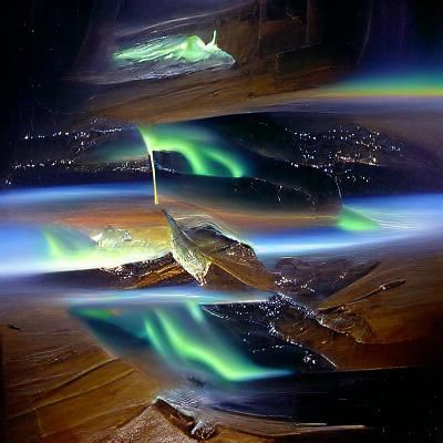 Aurora borealis across space