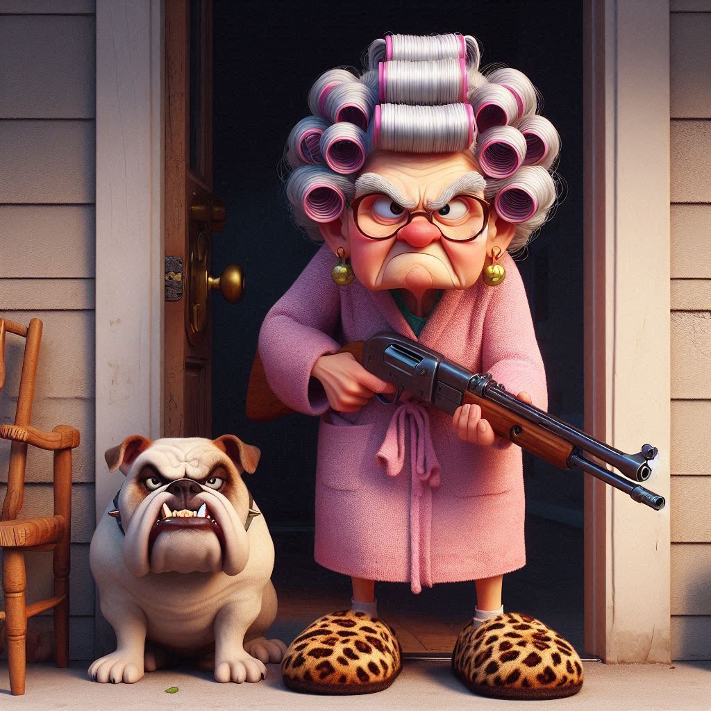 Beware of the grandma and her dog