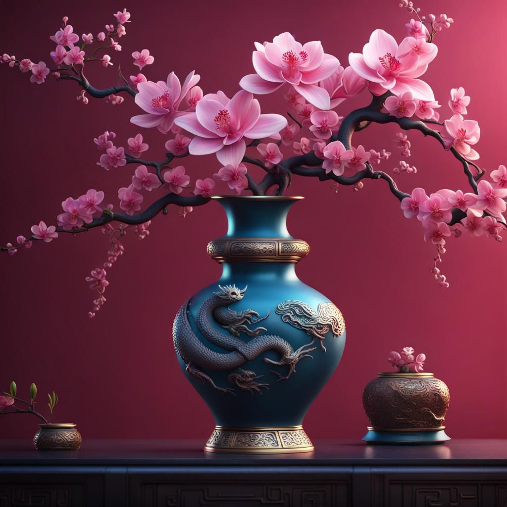 Beautifully designed and 3d printed Chinese Dragon flower 
Vase  in a range of silky smooth and vibrant ...  by @PsychicMedium