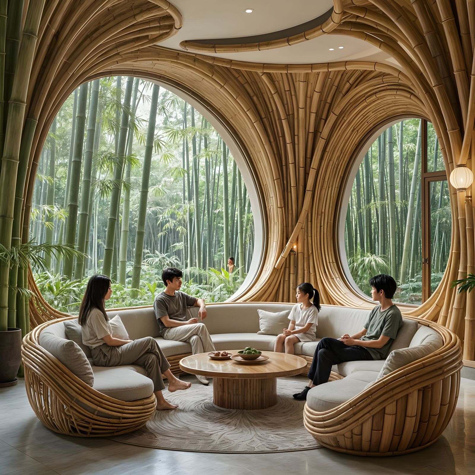 Young Family in a Bamboo House in a Bamboo Forest  by @Evan Fischer