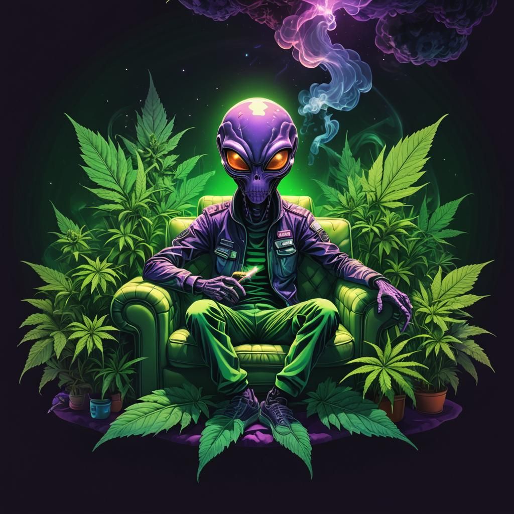 Stoner Alien with Futuristic Vape